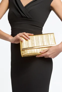 Gold Pleated Clutch Bag by Aftershock London