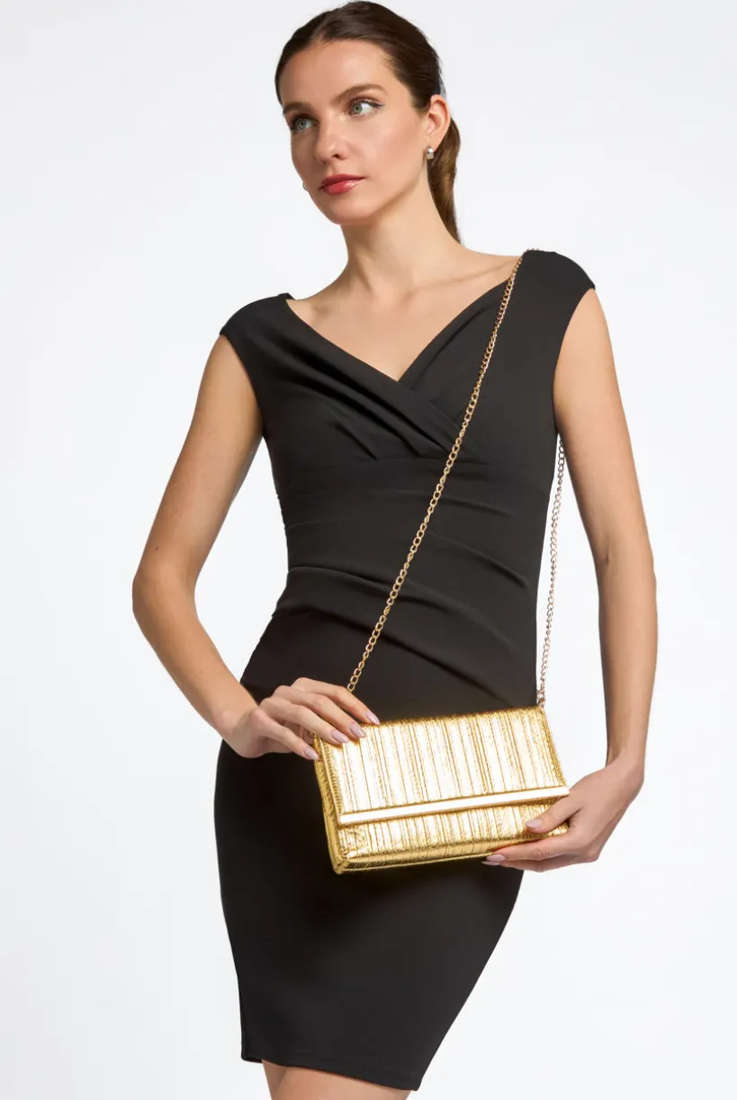 Gold Pleated Clutch Bag by Aftershock London
