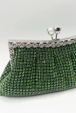 Green Crystal Clutch Bag by SVNX