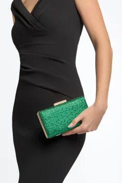 Green Glitter Evening Clutch Bag by Aftershock London