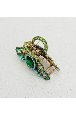 Green Hair Claw Clip With Gems by QueenMee Accessories
