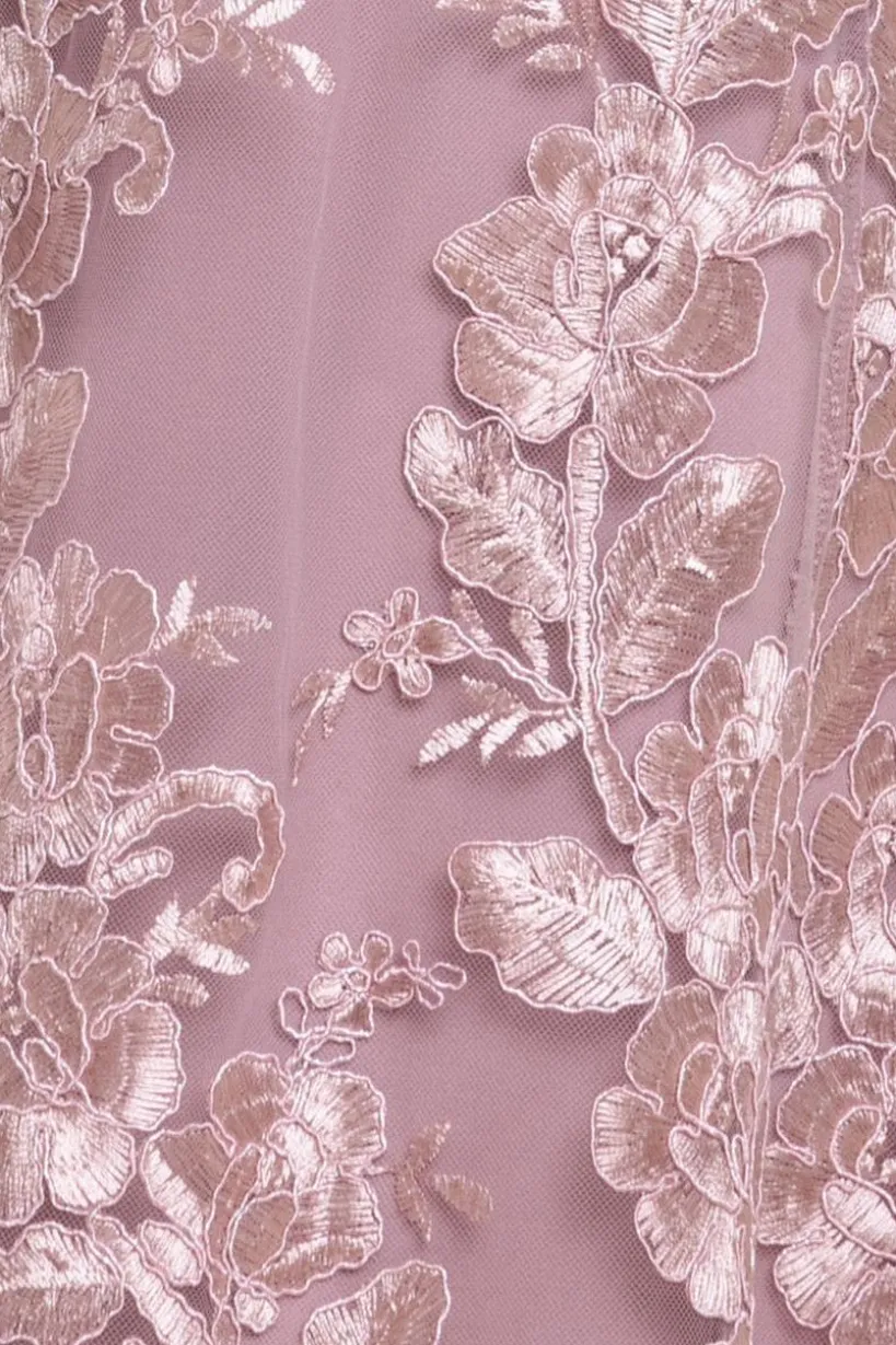 Halter Neck Lace High And Low Dress - Pink by Goddiva