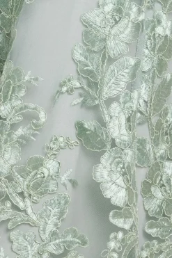 Halter Neck Lace High And Low Dress - Sage Green by Goddiva