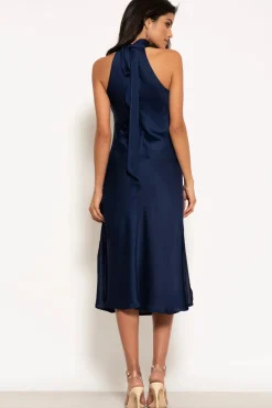 Halterneck Satin Midi Dress by Urban Touch