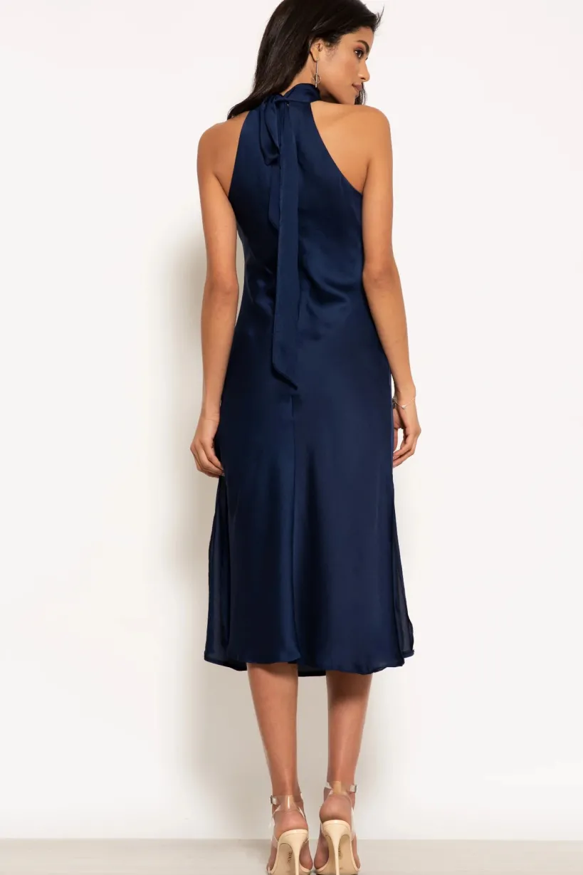 Halterneck Satin Midi Dress by Urban Touch