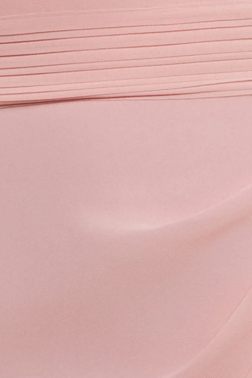 Halterneck Thigh Split Chiffon Maxi Dress - Blush Pink by Goddiva