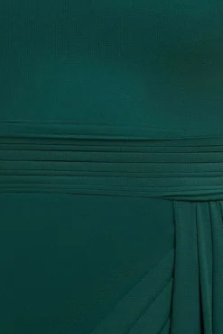 Halterneck Thigh Split Chiffon Maxi Dress - Emerald Green by Goddiva