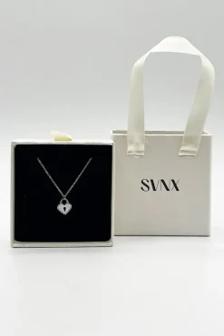 Heart Keyhole Necklace In Silver by SVNX