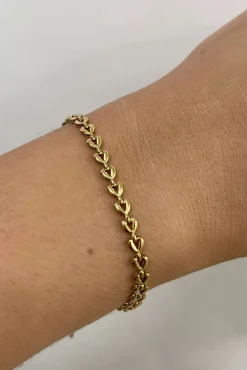 Heart Link Bracelet In Gold by SVNX