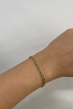 Heart Link Bracelet In Gold by SVNX