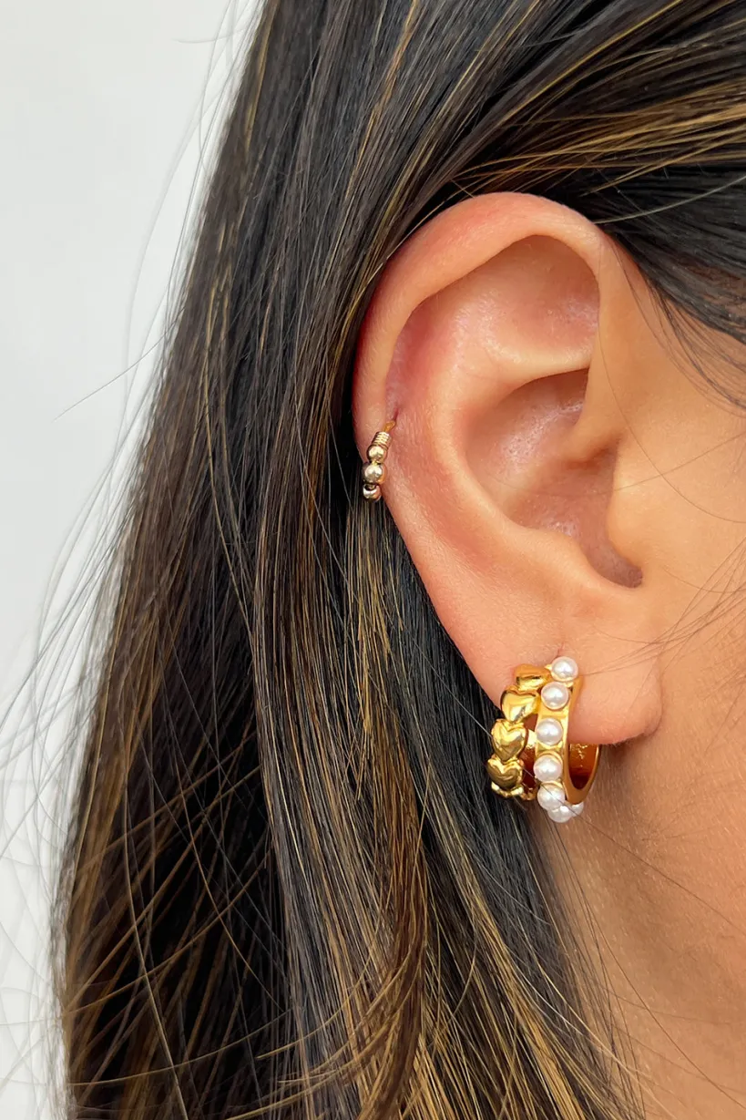 Heart Pearl Cuff Earrings by SVNX