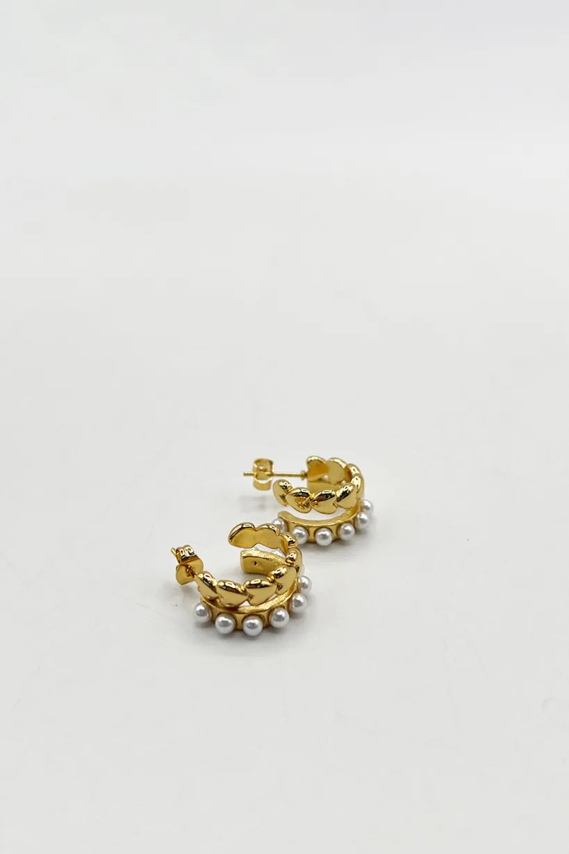 Heart Pearl Cuff Earrings by SVNX