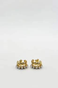 Heart Pearl Cuff Earrings by SVNX