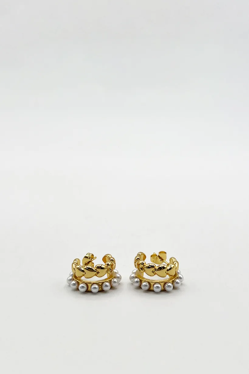 Heart Pearl Cuff Earrings by SVNX