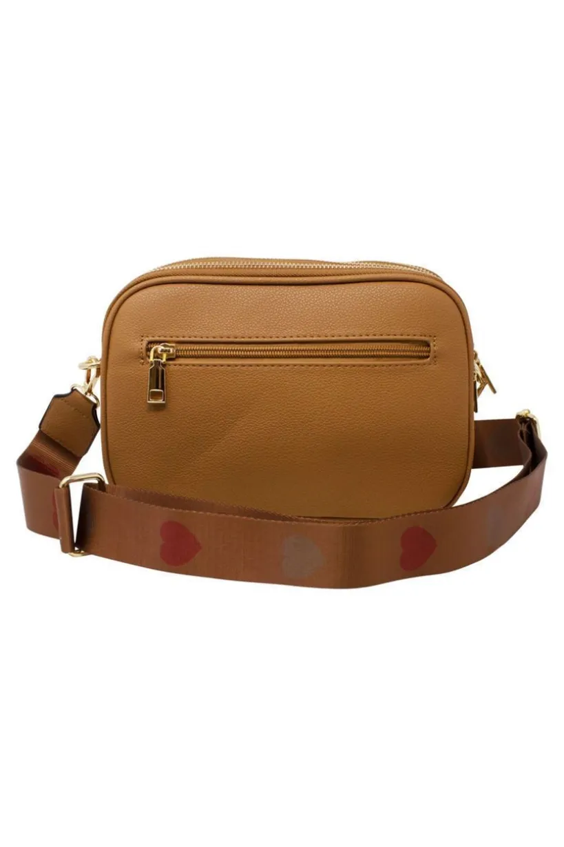 Heart Quilted Crossbody Camera Bag In Tan by SVNX