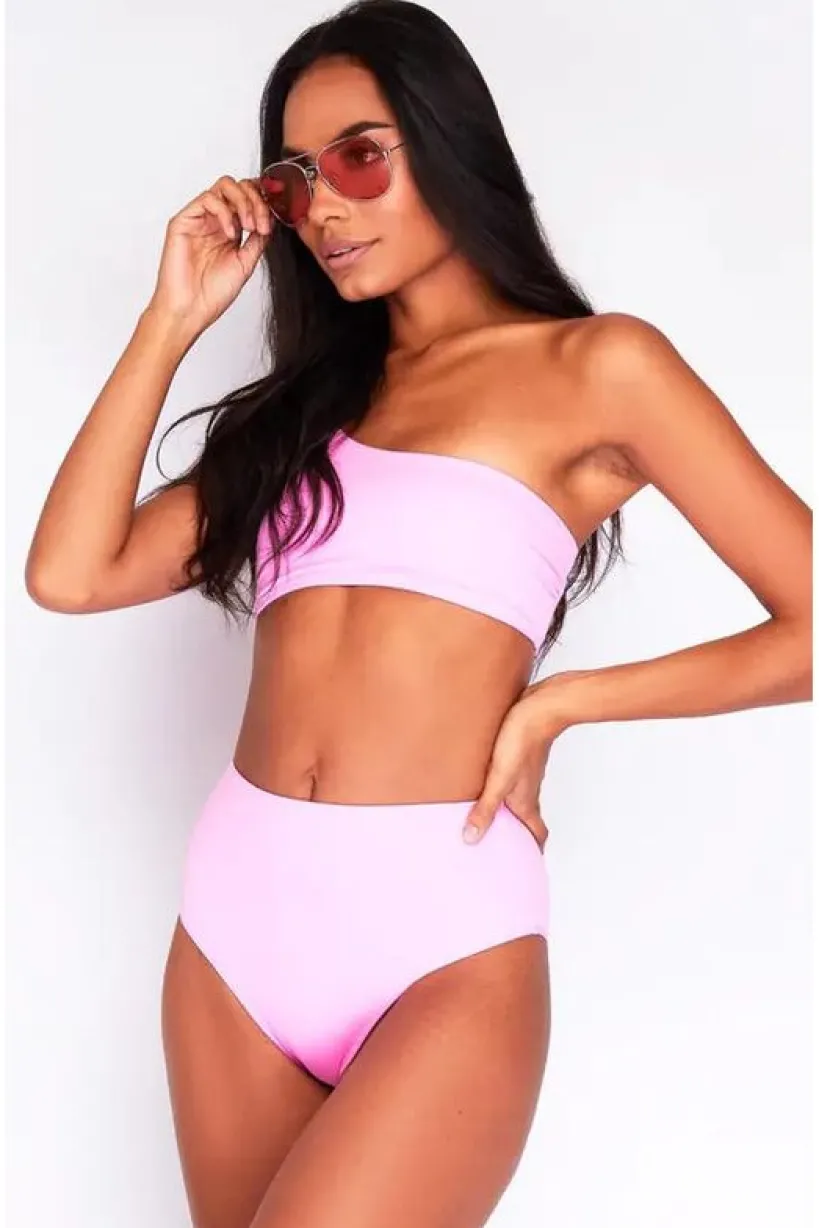 High Waist Bikini Bottoms In Baby Pink by Maribela