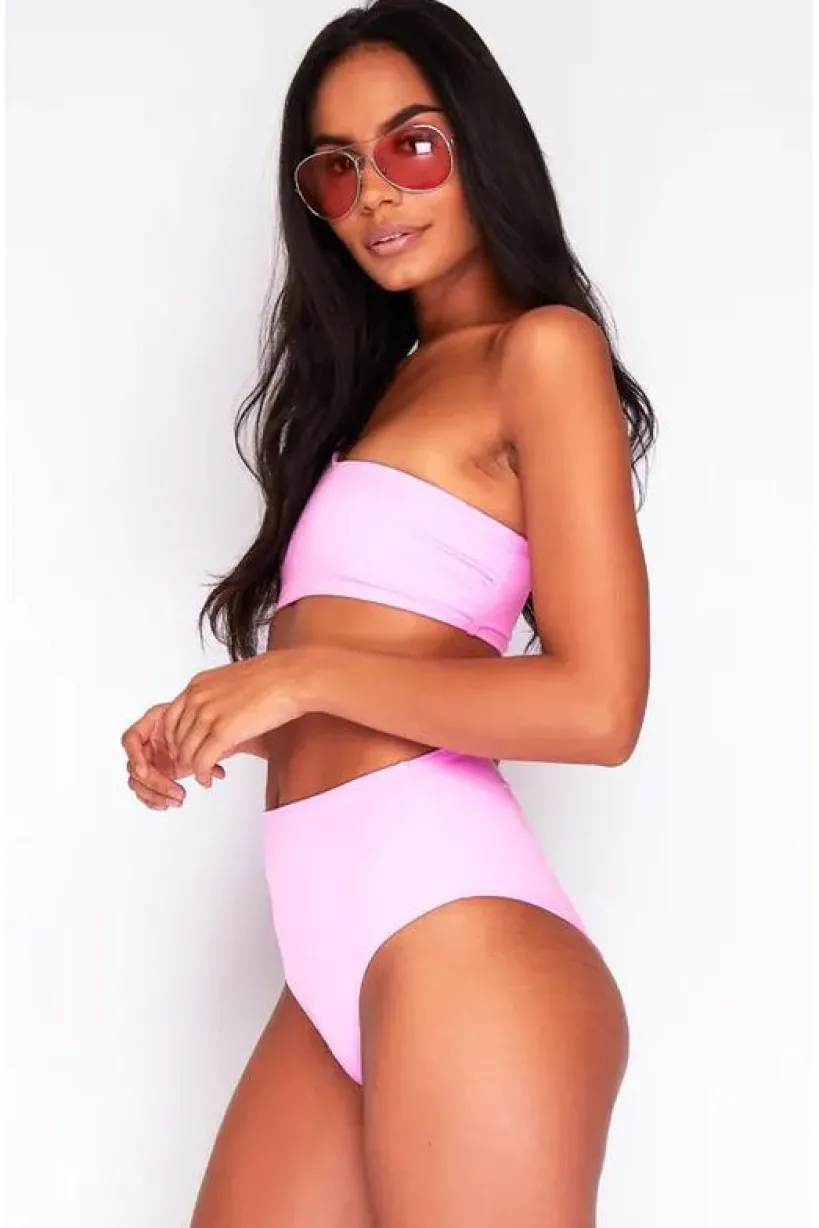 High Waist Bikini Bottoms In Baby Pink by Maribela