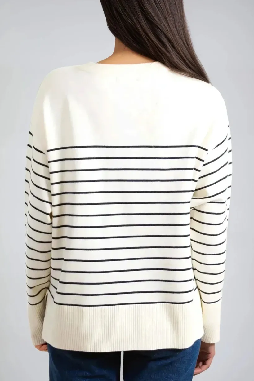 Ivory 'Amour' Stripe Jumper by Aftershock London