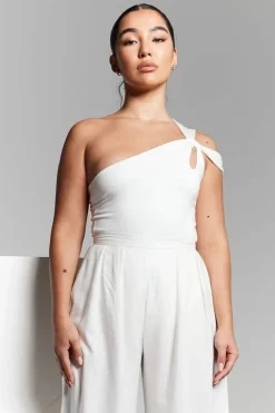 Ivory One Shoulder Knot Bodysuit by InFlair