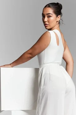 Ivory One Shoulder Knot Bodysuit by InFlair