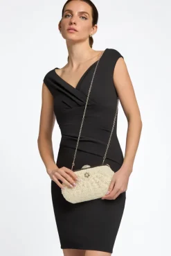 Ivory Pearl And Crystal Clutch Bag With Silver Details by Aftershock London