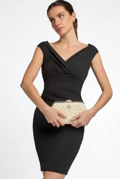 Ivory Pearl And Crystal Clutch Bag With Silver Details by Aftershock London