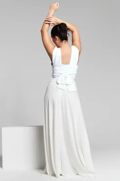Ivory Pleated Maxi Skirt by InFlair