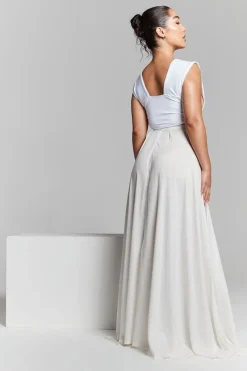 Ivory Pleated Maxi Skirt by InFlair