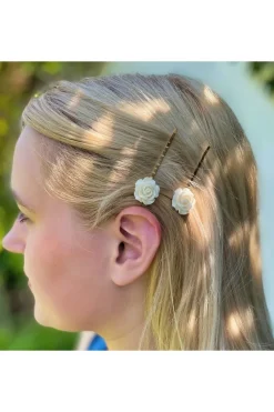 Ivory Slides Rose Hair Clip by QueenMee Accessories