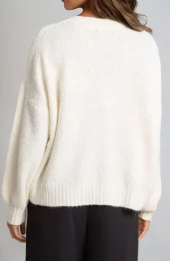 Ivory Textured Knit Crew Neck Jumper by Aftershock London