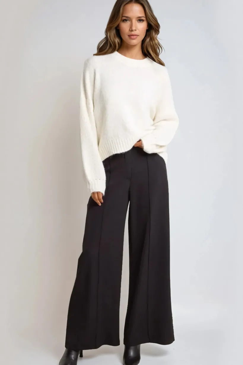 Ivory Textured Knit Crew Neck Jumper by Aftershock London