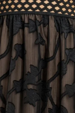 Jacquard Lurex Burnout Front Split Maxi Dress - Black by Goddiva