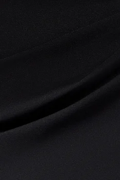 Jacquard Puff Sleeve Sweetheart Scuba Maxi Dress - Black by Goddiva