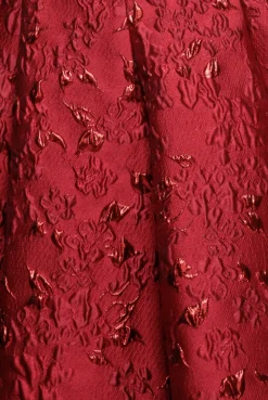 Jacquard Sleeveless A-line Midi Dress - Red by Goddiva