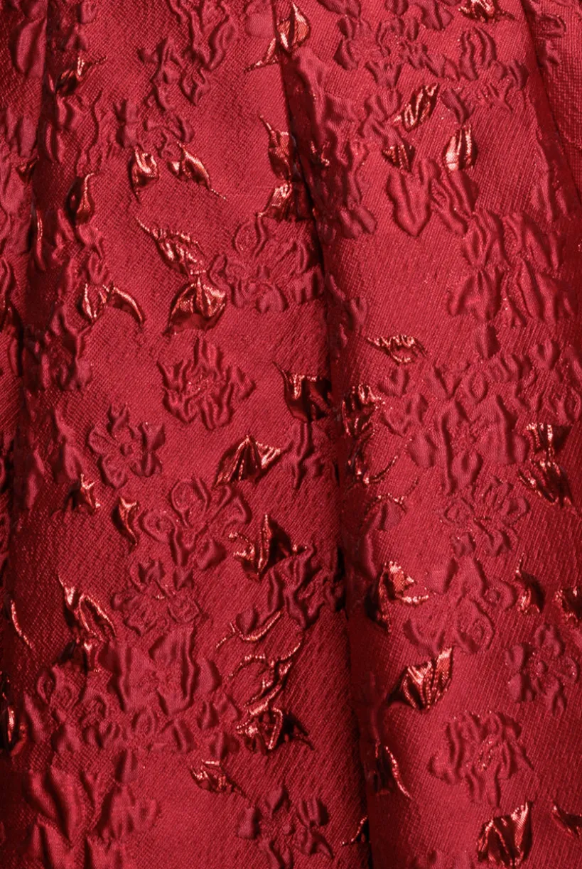 Jacquard Sleeveless A-line Midi Dress - Red by Goddiva