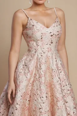 Jacquard Sleeveless A-line Midi Dress - Blush Pink by Goddiva