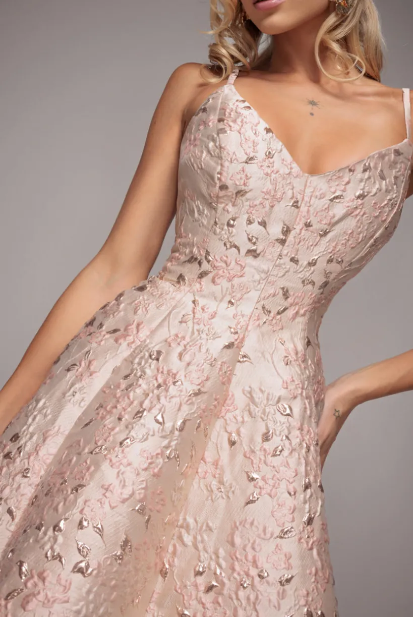 Jacquard Sleeveless A-line Mini Dress - Blush Pink by Goddiva