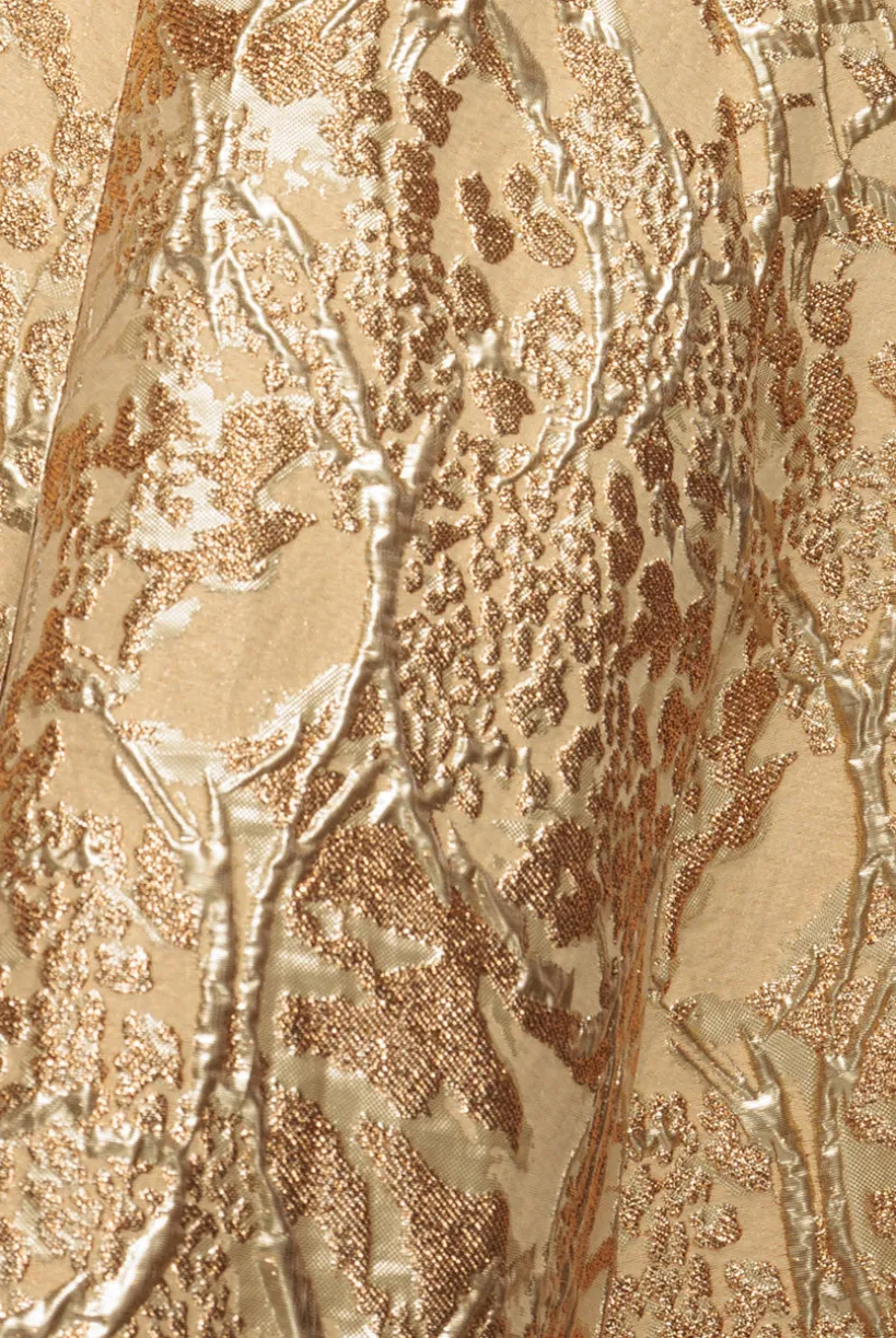 Jacquard Sleeveless A-line Midi Dress - Gold by Goddiva