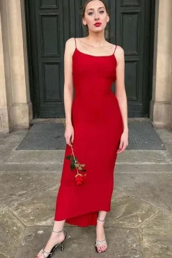 Kaylee Red Ruched Back Bodycon Dress by InFlair