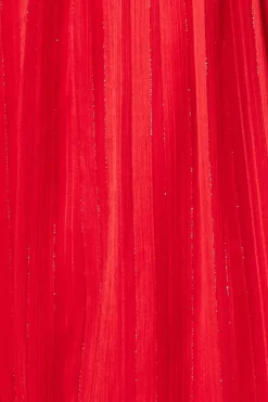 Keyhole High Neck Flutter Sleeve Maxi - Red by Goddiva