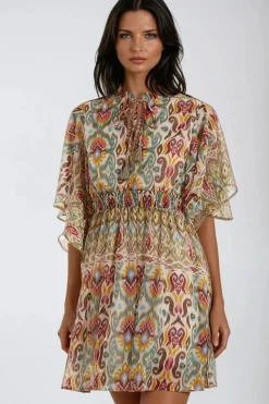 Khaki Tiered Mini Dress by Aftershock London