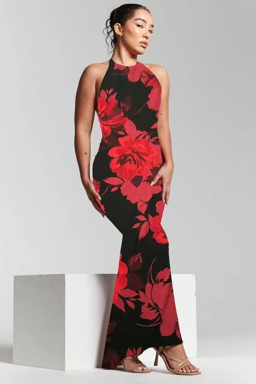 Kim Floral Knot Back Bodycon Dress by InFlair