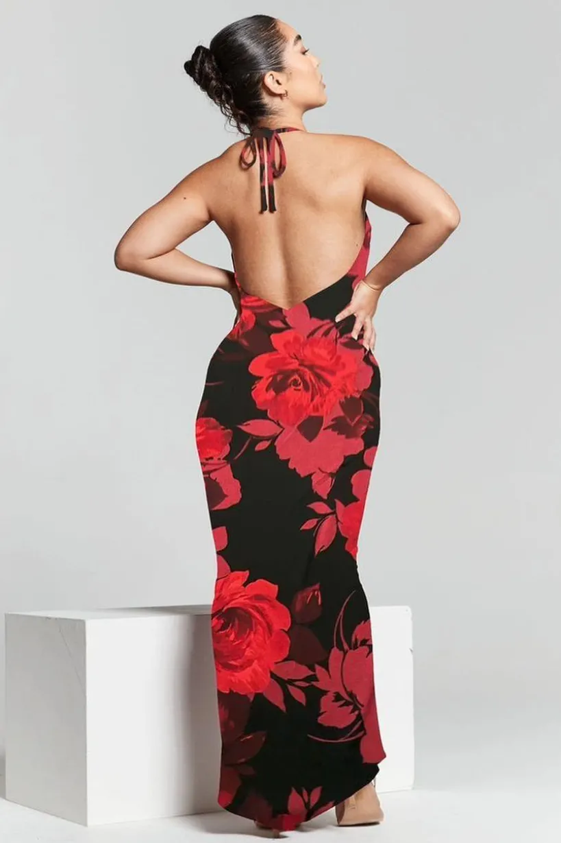 Kim Floral Knot Back Bodycon Dress by InFlair