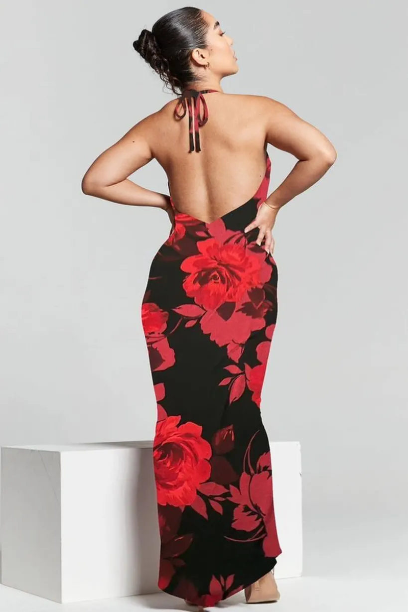 Kim Floral Knot Back Bodycon Dress by InFlair