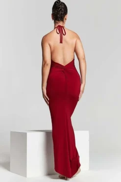 Kim Maroon Knot Back Bodycon Dress by InFlair
