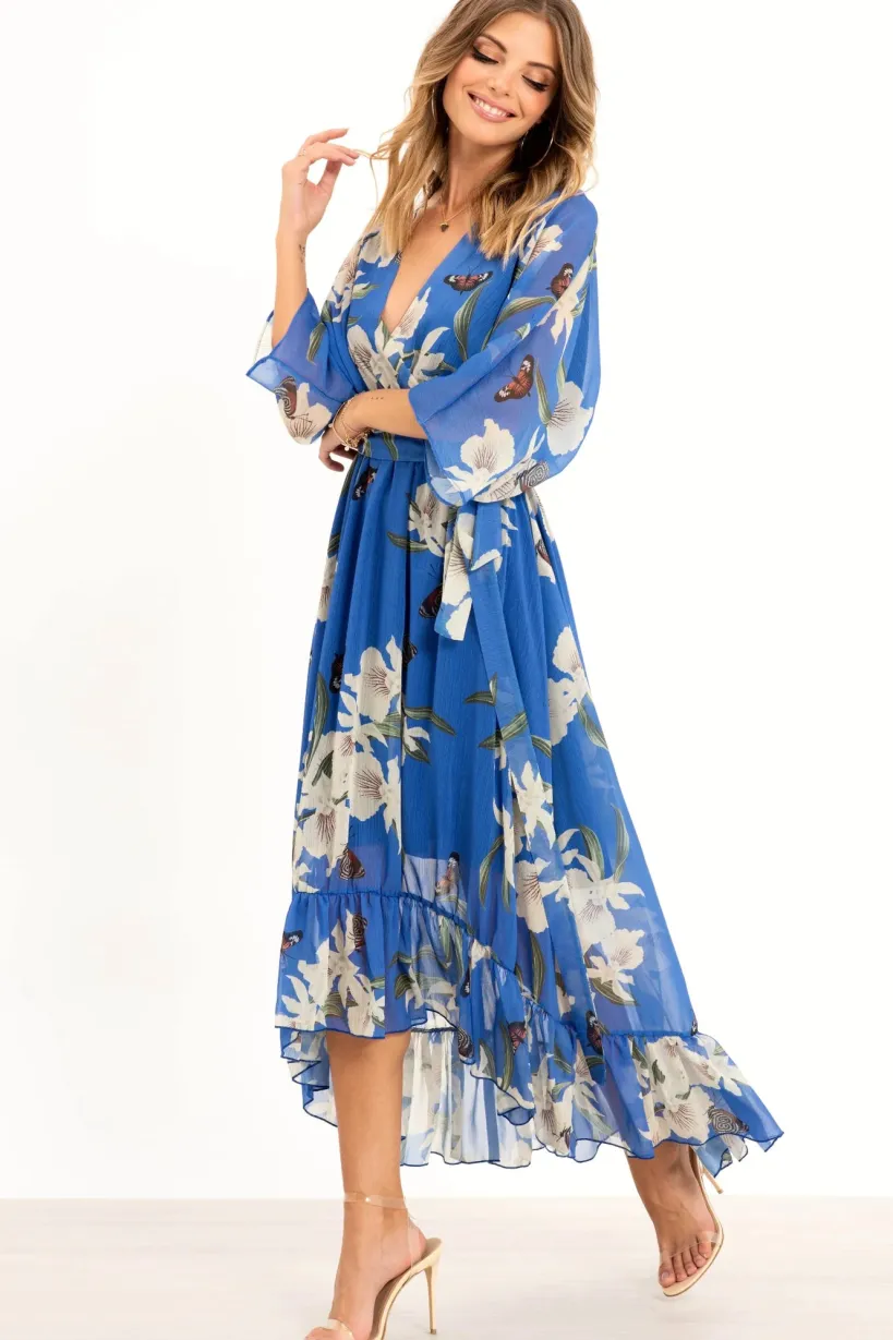 Kimono Wrap Floral Dress by Urban Touch