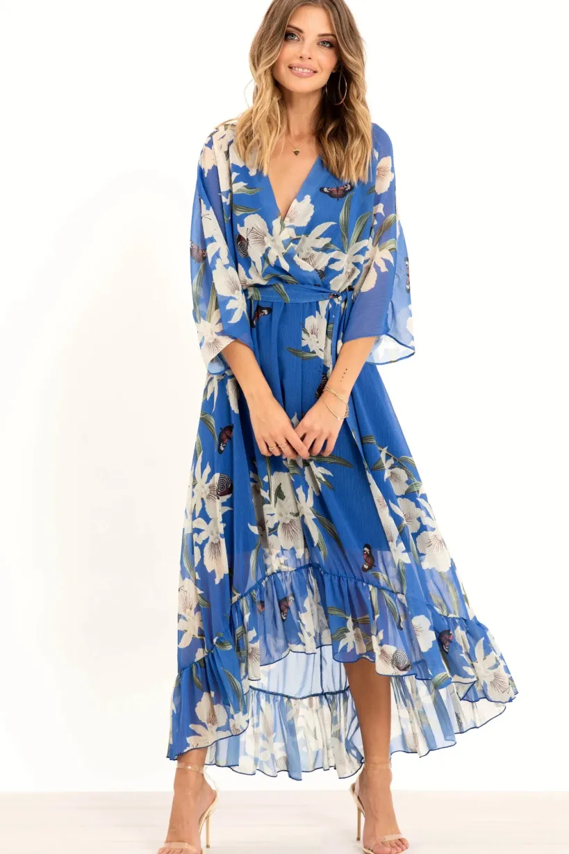 Kimono Wrap Floral Dress by Urban Touch