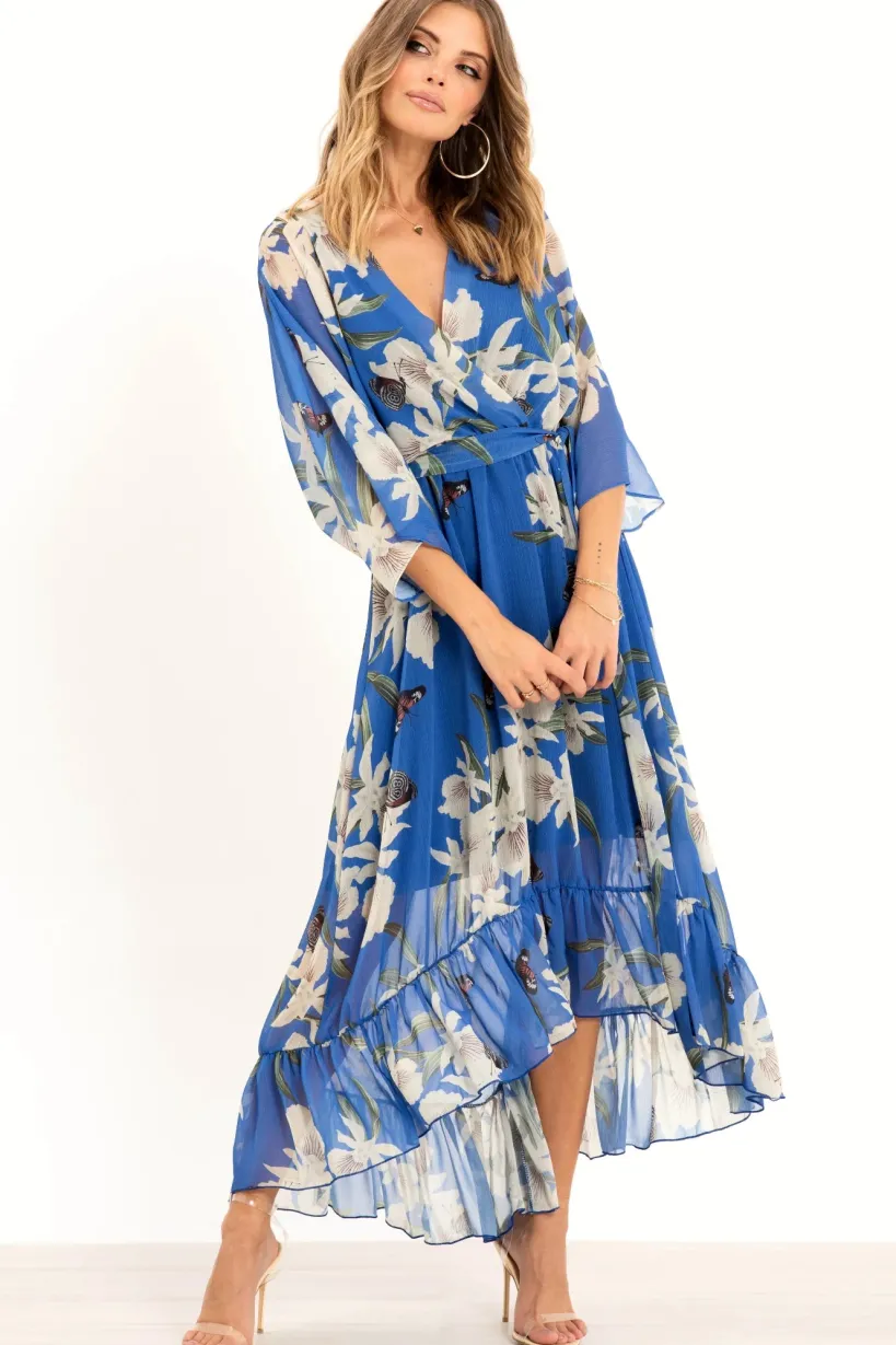 Kimono Wrap Floral Dress by Urban Touch