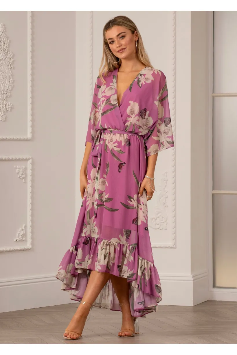 Kimono Wrap Floral Dress by Urban Touch