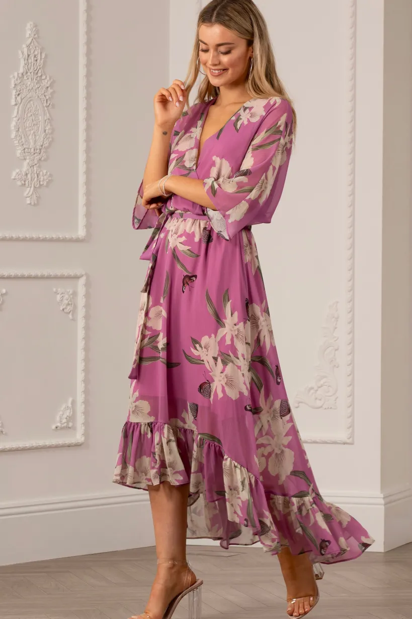 Kimono Wrap Floral Dress by Urban Touch
